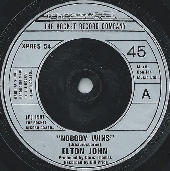Elton John - Nobody Wins - Used Vinyl Record 7" image 1