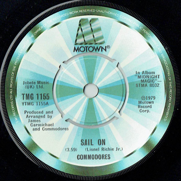 Commodores - Sail On - Used Vinyl Record 7" image 1