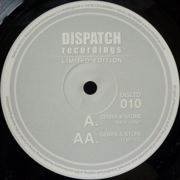 Gerra & Stone - Back Hand / Ten Fold - Vinyl Record 10" image 1