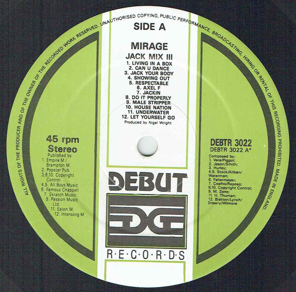 Mirage - Jack Mix III - Used Vinyl Record 12" image 1