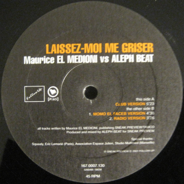 Maurice El Medioni - Laissez-Moi Me Griser - Used Vinyl Record 12" image 1