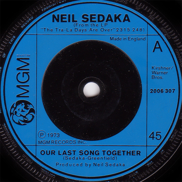 Neil Sedaka - Our Last Song Together - Used Vinyl Record 7" image 1