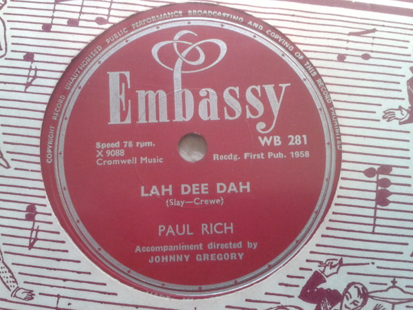 Paul Rich - Lah Dee Dah / Whole Lotta Woman - Used Vinyl Record Shell image 1