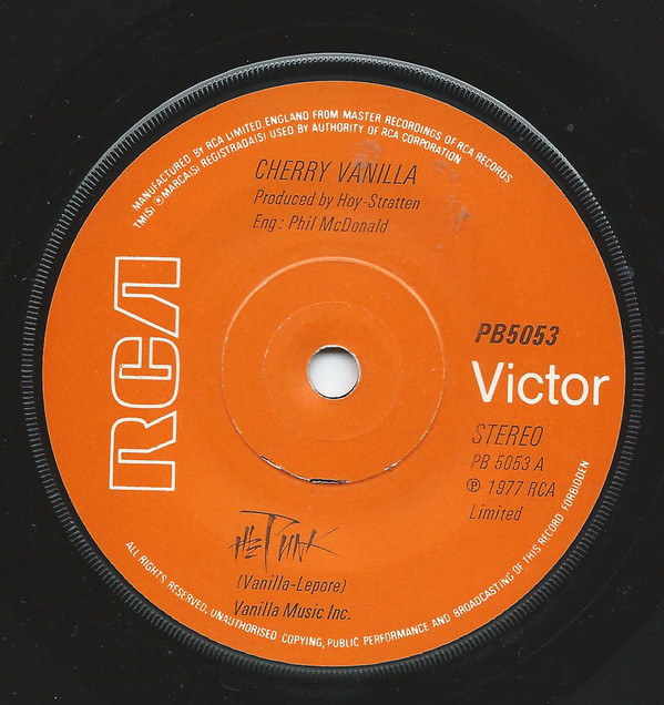 Cherry Vanilla - Punk - Used Vinyl Record 7" image 1
