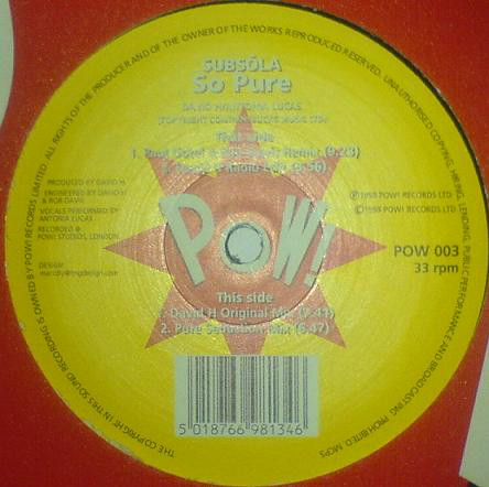 Subsola - So Pure - Used Vinyl Record 12" image 1