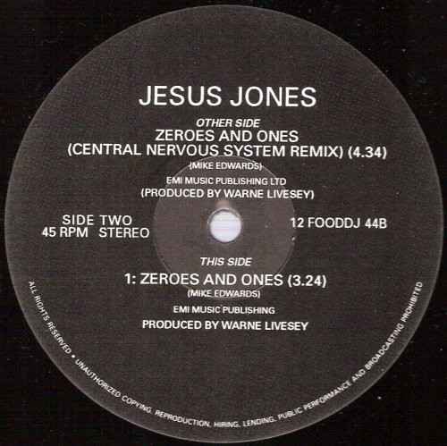 Jesus Jones - Zeroes And Ones - Used Vinyl Record 12" image 1
