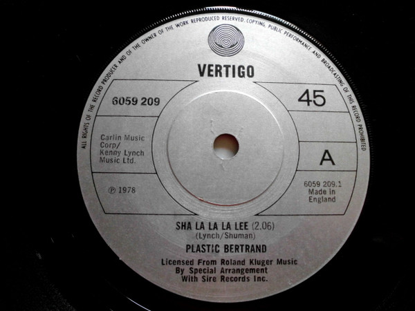 Plastic Bertrand - Sha La La La Lee - Used Vinyl Record 7" image 1