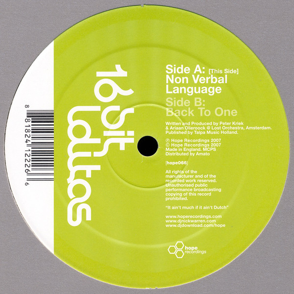 16 Bit Lolita's - Non Verbal Language / Back To One - Used Vinyl Reco image 1