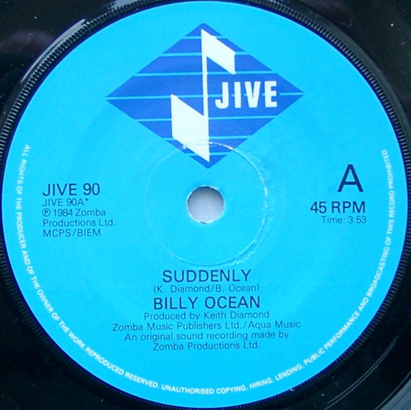 Billy Ocean - Suddenly - Used Vinyl Record 7" image 1