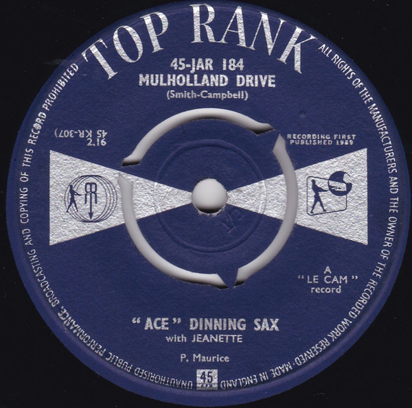 Ace Dinning - Mulholland Drive / My Love - Used Vinyl Record 7" image 1