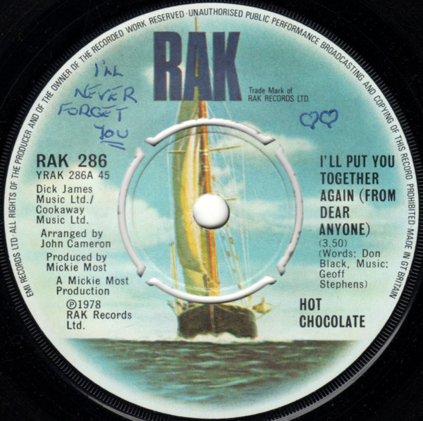 Hot Chocolate - I'll Put You Together Again (From Dear Anyone) - Used image 1