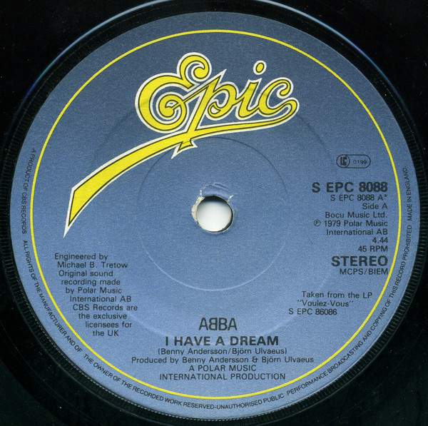 ABBA - I Have A Dream - Used Vinyl Record 7" image 1