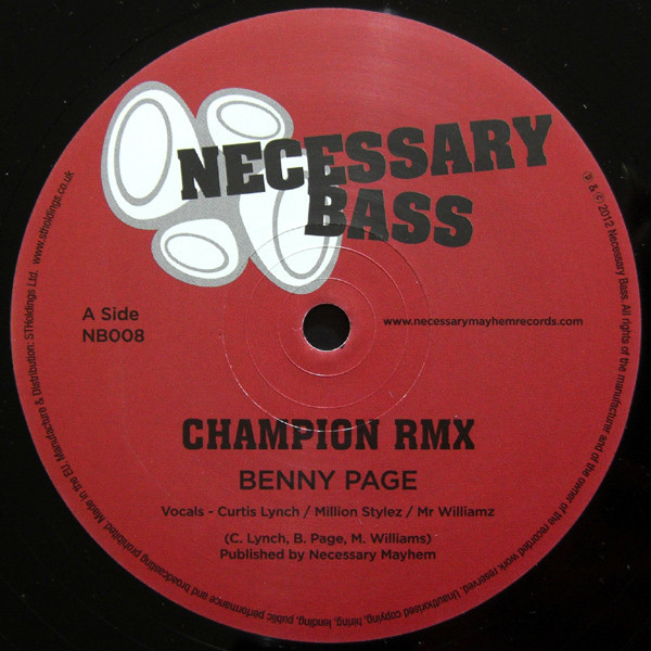 Curtis Lynch Jr - Champion (Benny Page Remix) / Champion Dub (Benny P image 1