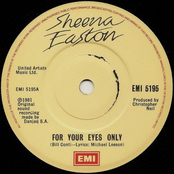 Sheena Easton - For Your Eyes Only - Used Vinyl Record 7" image 1