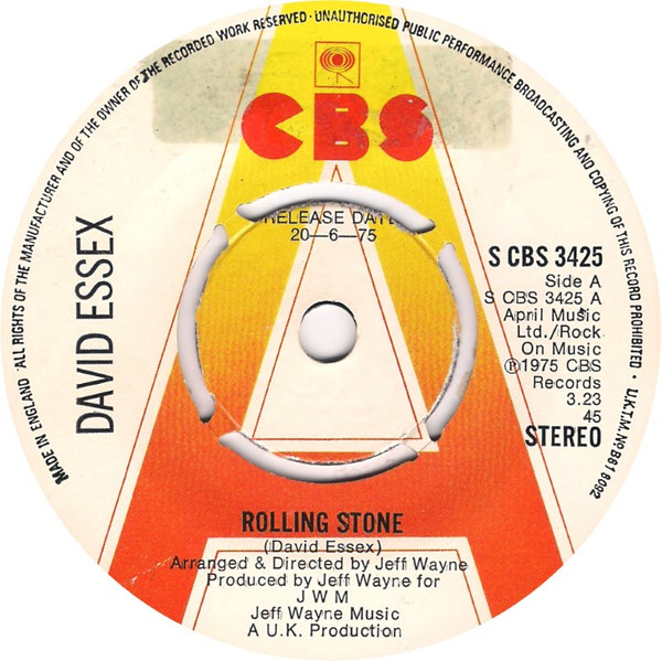David Essex - Rolling Stone - Used Vinyl Record 7" image 1