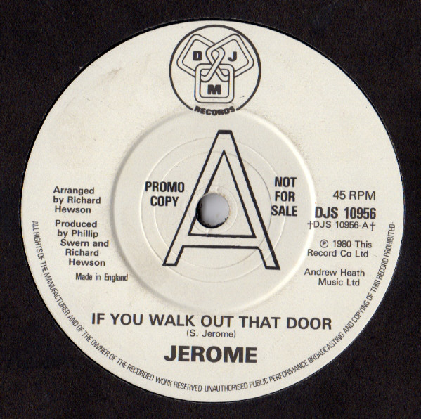 Steve Jerome - If You Walk Out That Door - Used Vinyl Record 7" image 1