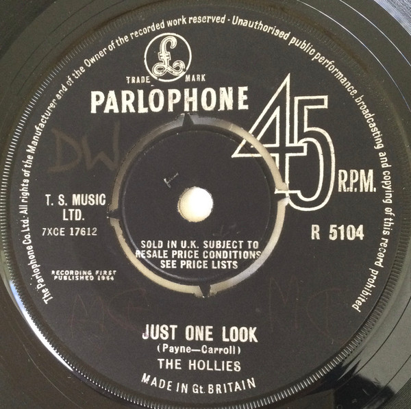 Hollies - Just One Look - Used Vinyl Record 7" image 1