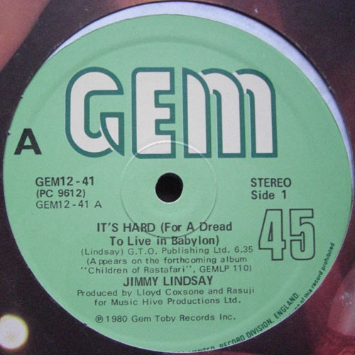 Jimmy Lindsay - It's Hard (For A Dread To Live In Babylon) - Used Vinyl image 1
