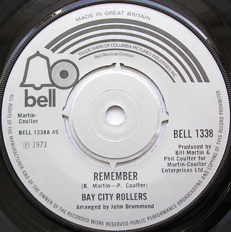 Bay City Rollers - Remember - Used Vinyl Record 7" image 1