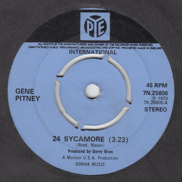 Gene Pitney - 24 Sycamore - Used Vinyl Record 7" image 1