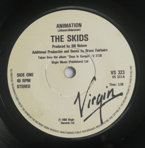 Skids - Animation - Used Vinyl Record 7" image 1