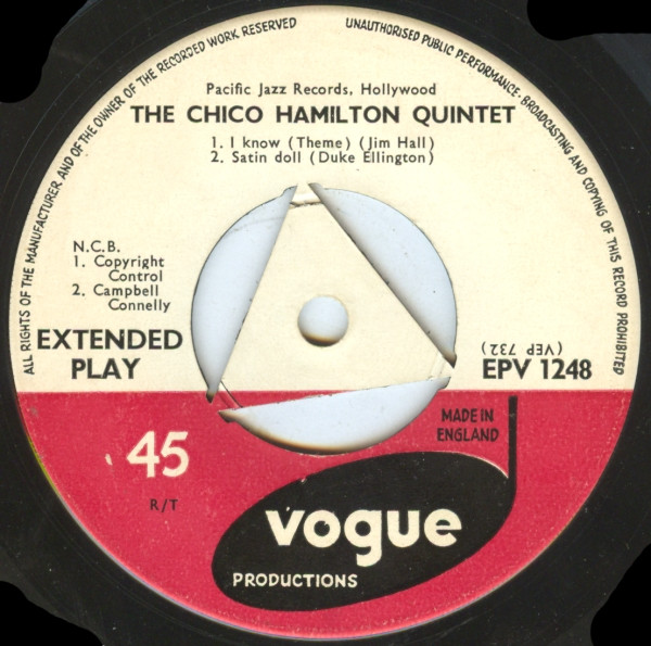 Chico Hamilton Quint - I Know (Theme) - Used Vinyl Record 7" image 1