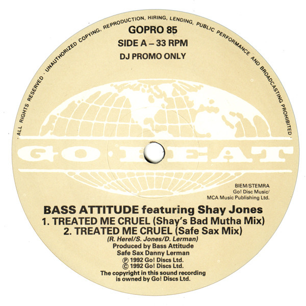 Bass Attitude - Treated Me Cruel - Used Vinyl Record 12" image 1