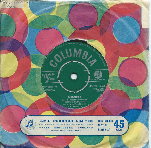 Jimmie Rodgers - Bimbombey - Used Vinyl Record 7" image 1