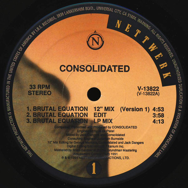 Consolidated - Brutal Equation (12" Mixes) - Used Vinyl Record 12" image 1