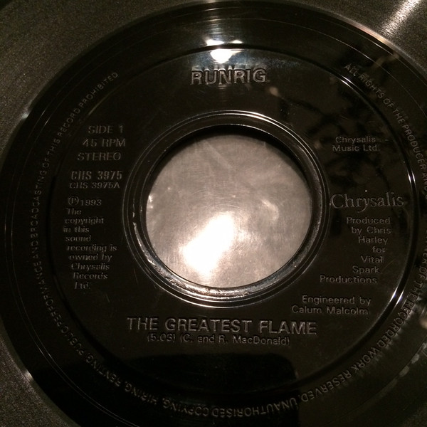 Runrig - Greatest Flame - Used Vinyl Record 7" image 1