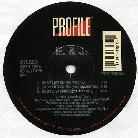 E. & J. - Easy Listening / Lyrically Insane - Used Vinyl Record 12" image 1