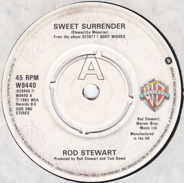 Rod Stewart - Sweet Surrender - Used Vinyl Record 7" image 1