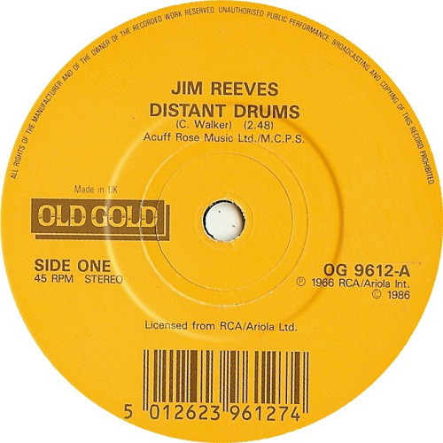 Jim Reeves - Distant Drums - Used Vinyl Record 7" image 1