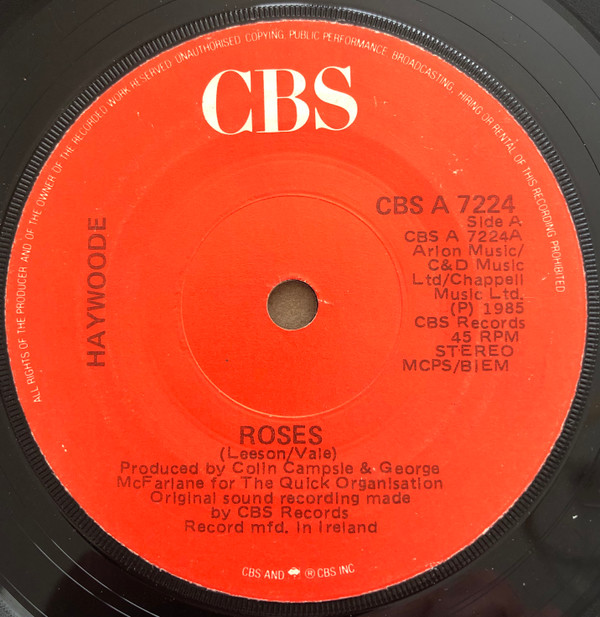 Haywoode - Roses - Used Vinyl Record 7" image 1