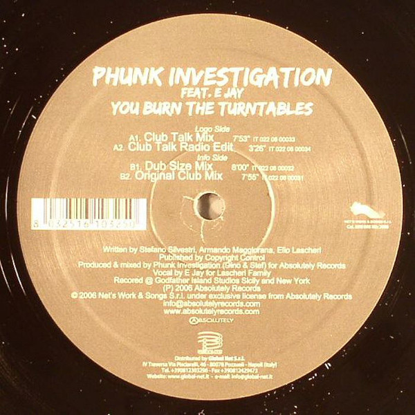 Phunk Investigation - You Burn The Turntables - Vinyl Record 12" image 1