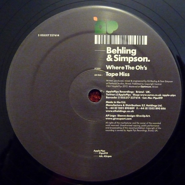 Behling & Simpson - Where The Oh's - Vinyl Record 12" image 1