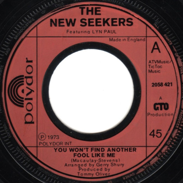 New Seekers - You Won't Find Another Fool Like Me - Used Vinyl Record image 1