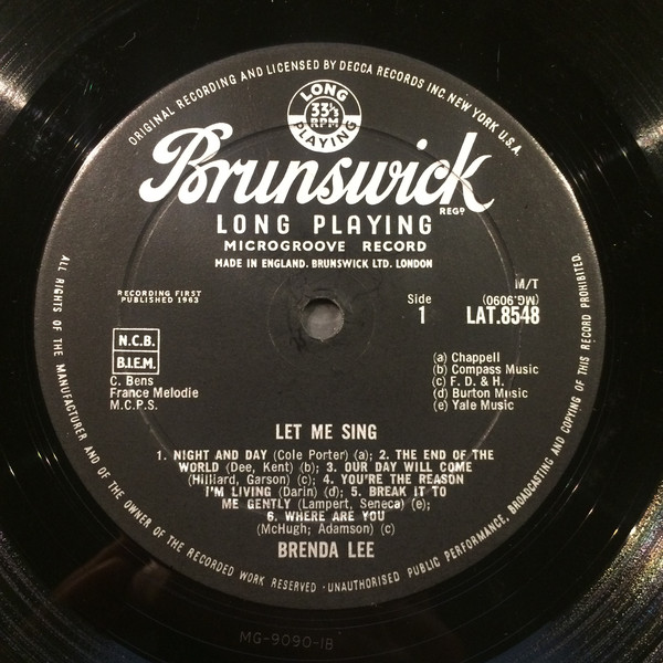 Brenda Lee - ... "Let Me Sing" - Used Vinyl Record image 1