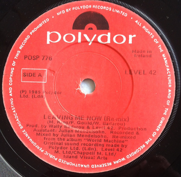 Level 42 - Leaving Me Now (Re-mix) - Used Vinyl Record 7" image 1