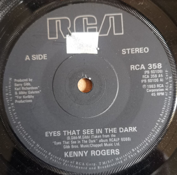 Kenny Rogers - Eyes That See In The Dark - Used Vinyl Record 7" image 1