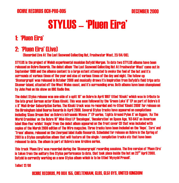 Stylus - Pluen Eira - Used Vinyl Record 7" image 1