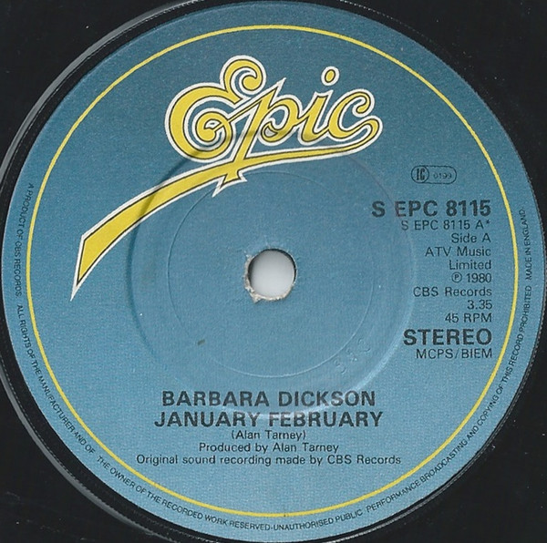 Barbara Dickson - January  February - Used Vinyl Record 7" image 1