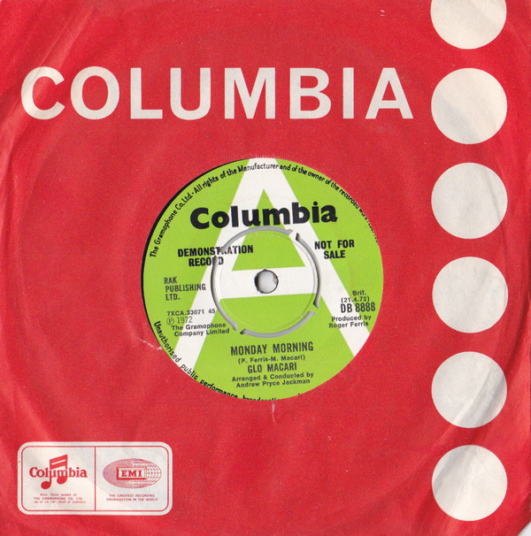 Glo Macari - Monday Morning - Used Vinyl Record 7" image 1