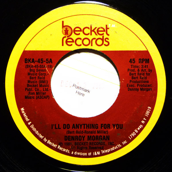Denroy Morgan - I'll Do Anything For You - Vinyl Record 7" image 1