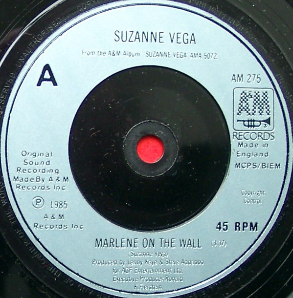 Suzanne Vega - Marlene On The Wall - Used Vinyl Record 7" image 1