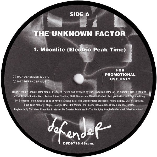 Unknown Factor - Moonlite (Electric Peak Time) - Used Vinyl Reco image 1