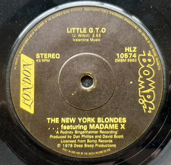 New York Blondes - Little G.T.O - Used Vinyl Record 7" image 1