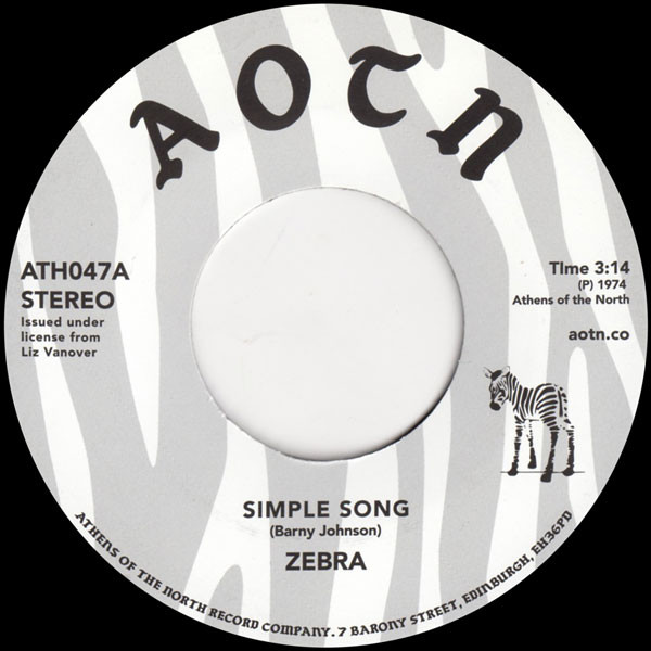 Zebra - Simple Song - Vinyl Record 7" image 1