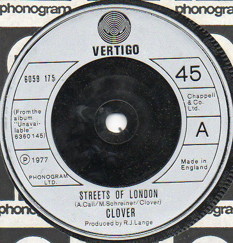 Clover - Streets Of London - Used Vinyl Record 7" image 1