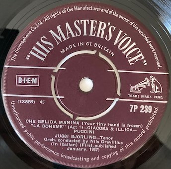 Jussi Bjorling - Your Tiny Hand Is Frozen / Heavenly Aida - Used Viny image 1